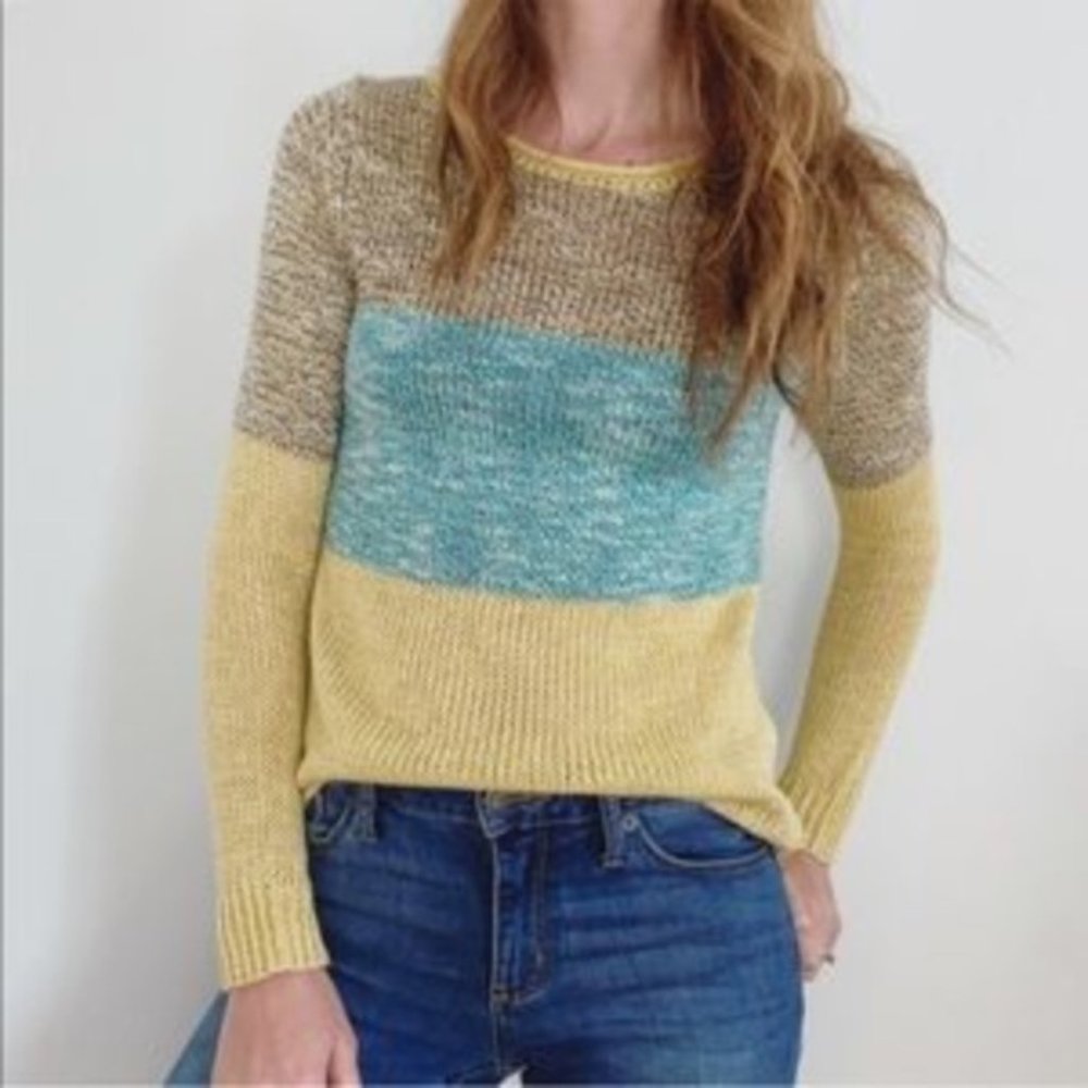 Anthropologie Giuliana Leila Linen Wool Colorblock Long Sleeve M